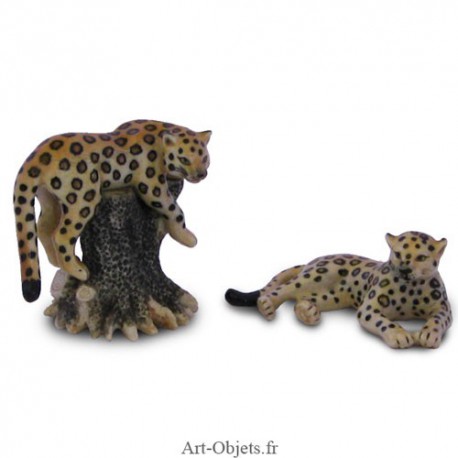 Figurine Miniature - 2 Jaguars - Porcelaine